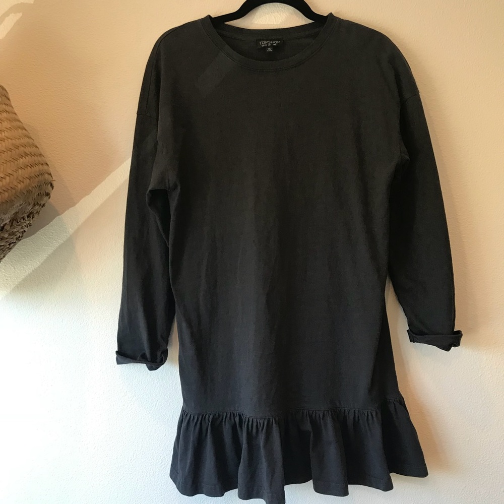 TOPSHOP Ruffle bottom long tunic short dress